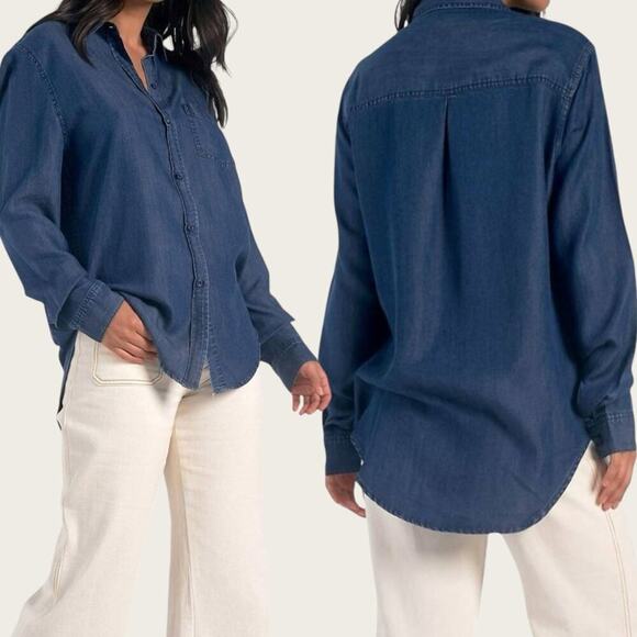NWT | Elan | Denim Button Down Shirt | Blue | Medium - Picture 1 of 12